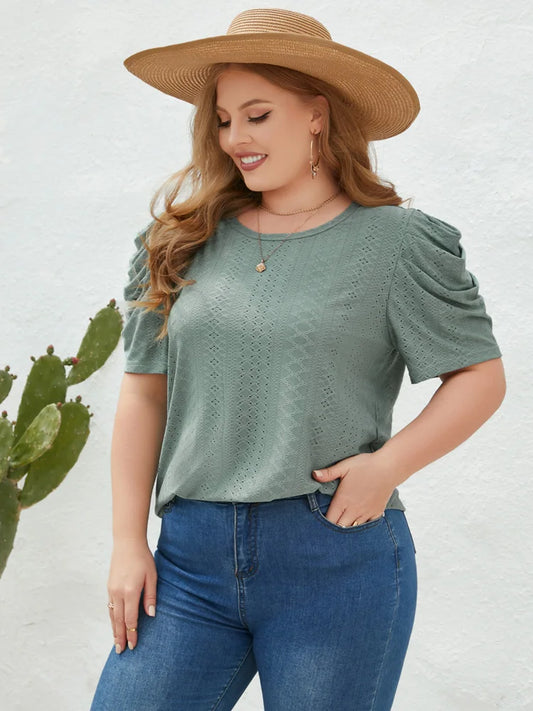 Blusa Casual Plus Size com Manga